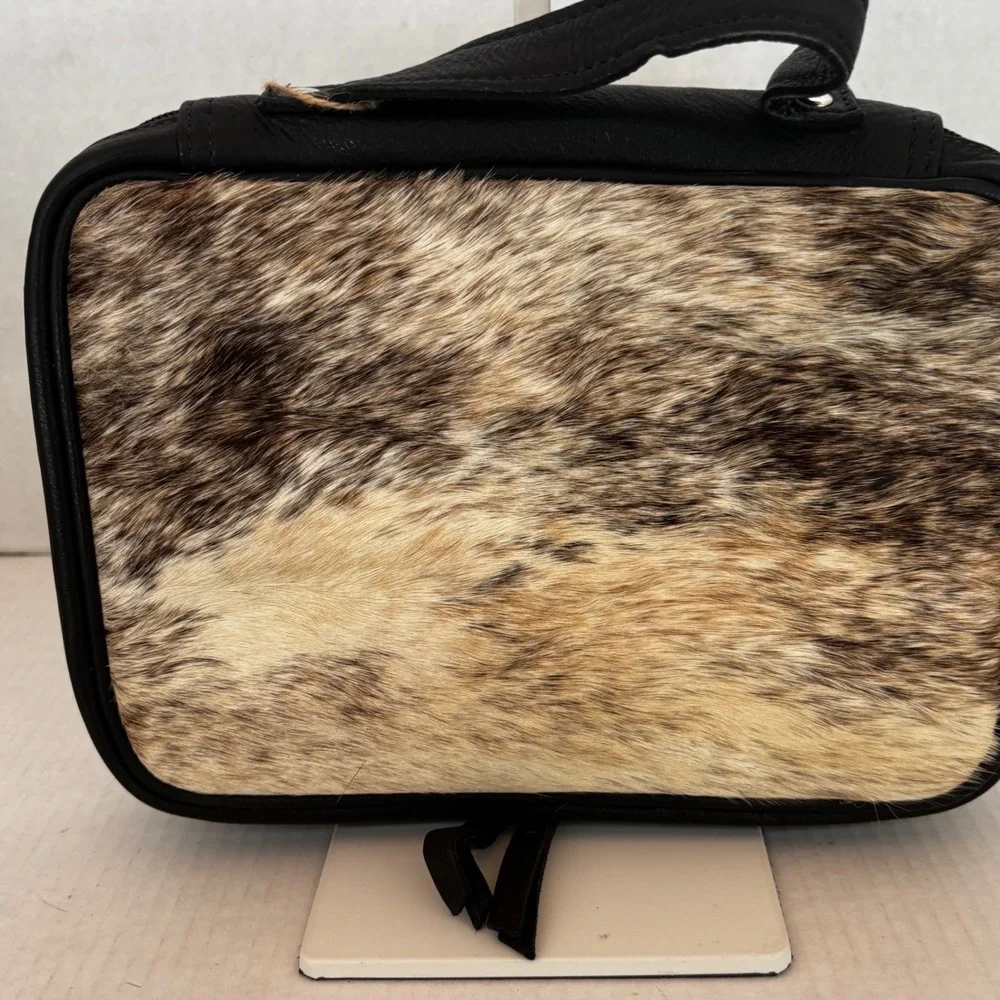 Cowhide Leather Jewelry Organizer Case Women's Large Brown Black Western New